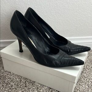 Manolo Blahnik Black Leather Heels